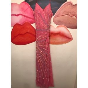 Pink Gown w/ Colored Beading